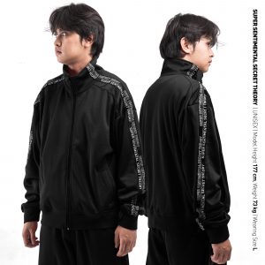 Track Top Oversize Taped Black