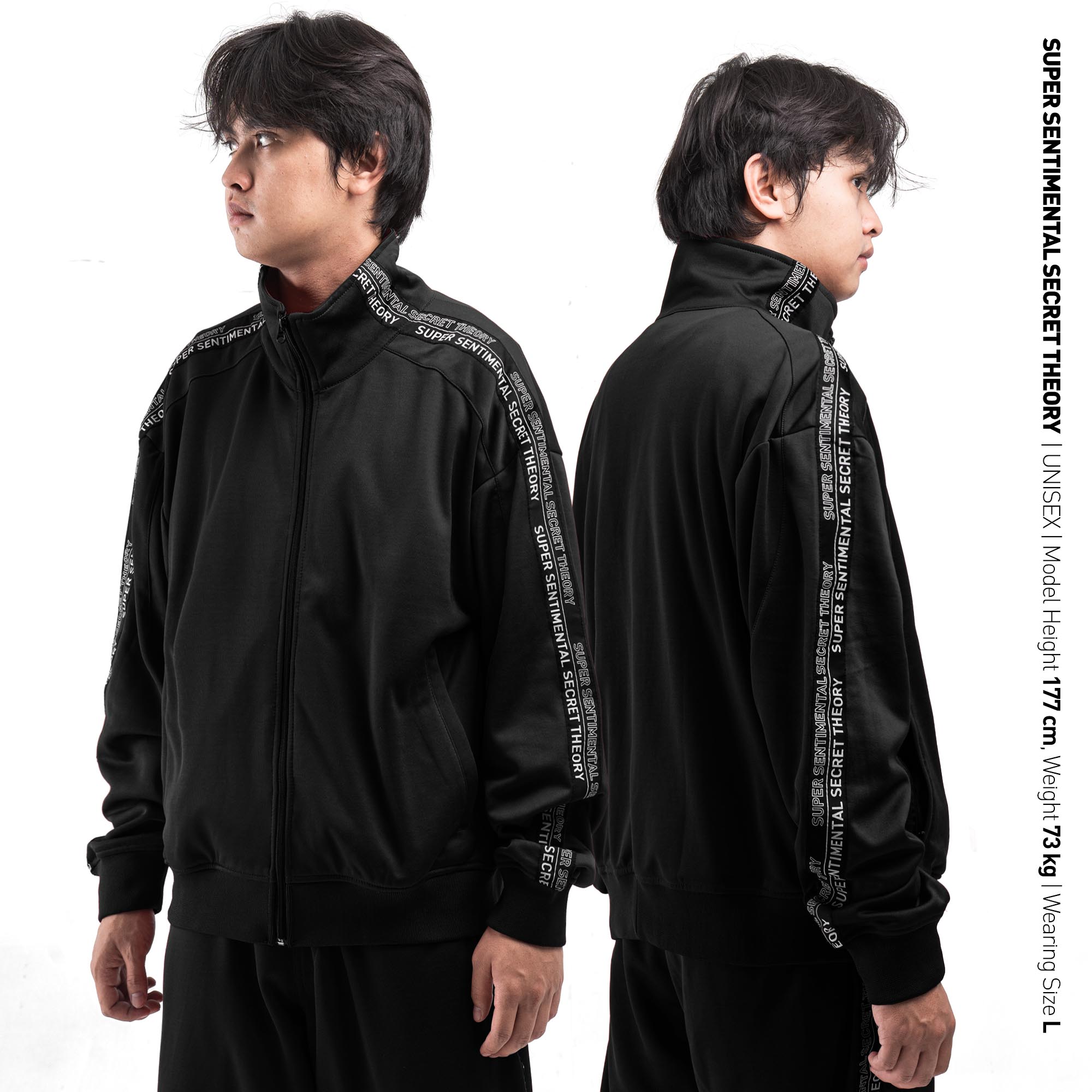 Track Top Oversize Taped Black – Super Sentimental Secret Theory