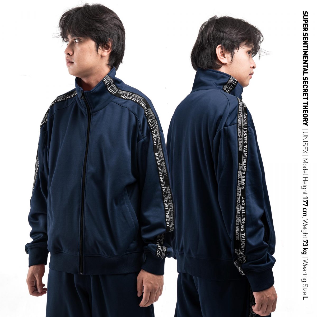 Track Top Oversize Taped Navy