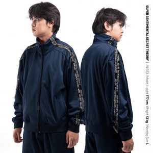 Track Top Oversize Taped Navy