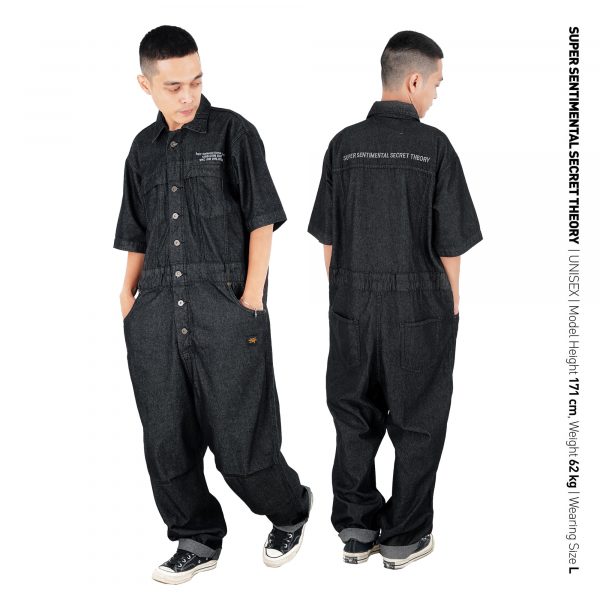 Coverall Shortsleeve Denim Washed Black