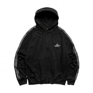Taped Zipper Hoodie Black
