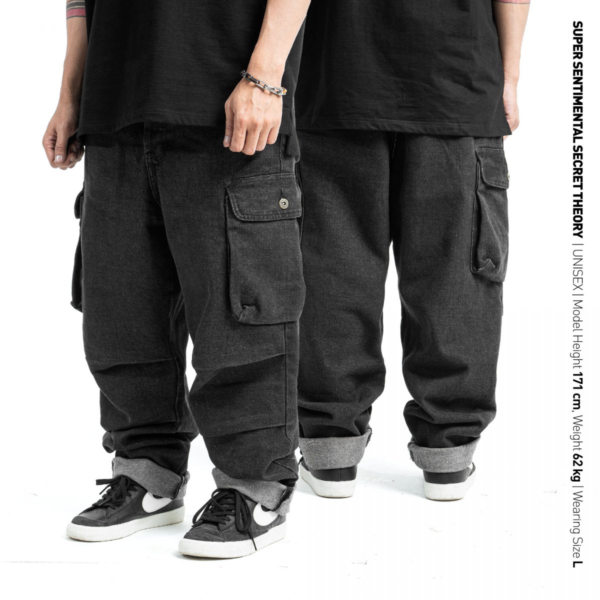 佐*誠様 cookman  Washed Denim Black L COOKMAN Chef Pants Snow Washed Denim Black (Black) 231-31814