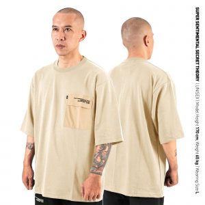 Framed Pocket Poly-Cotton Tshirt Khaki