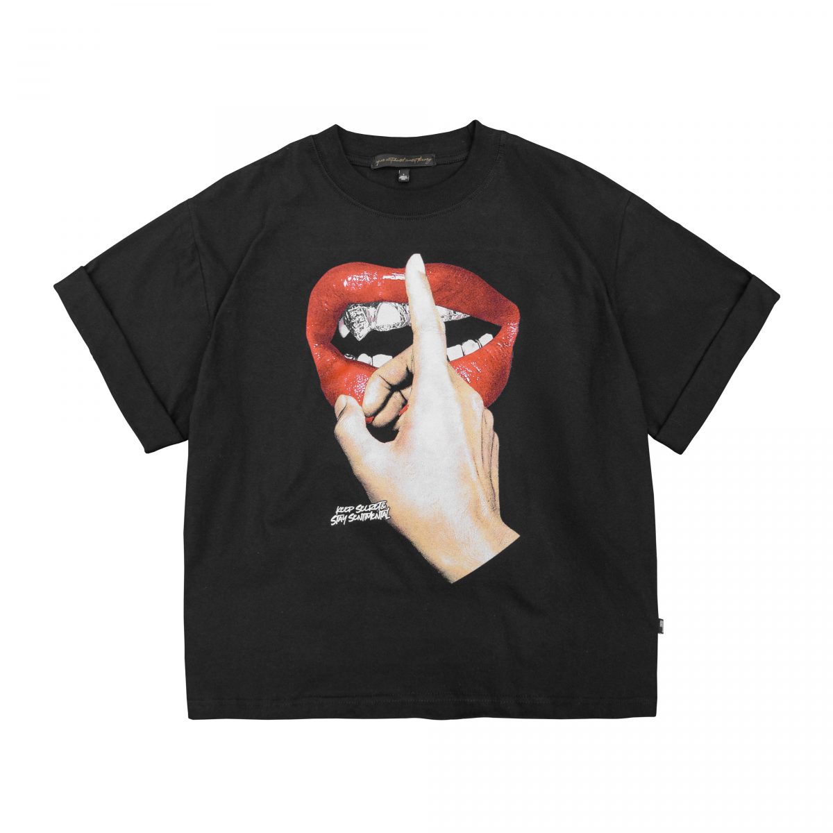 Lips Boxy Roll Up Tshirt – Super Sentimental Secret Theory