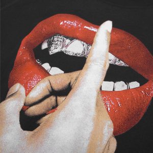 Lips Boxy Roll Up Tshirt