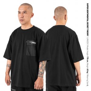 Framed Pocket Poly-Cotton Tshirt Black