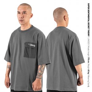 Framed Pocket Poly-Cotton Tshirt Grey
