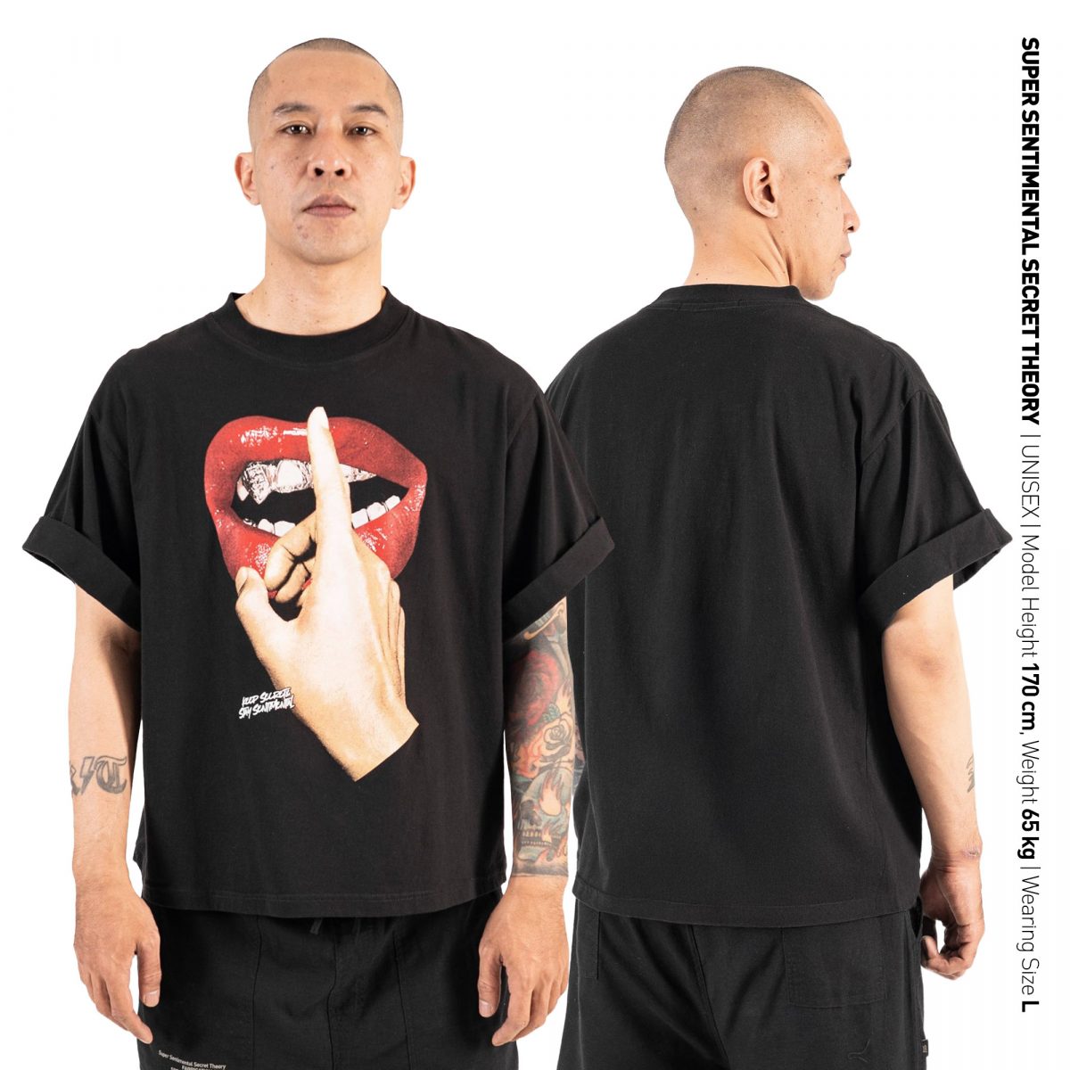 Lips Boxy Roll Up Tshirt – Super Sentimental Secret Theory