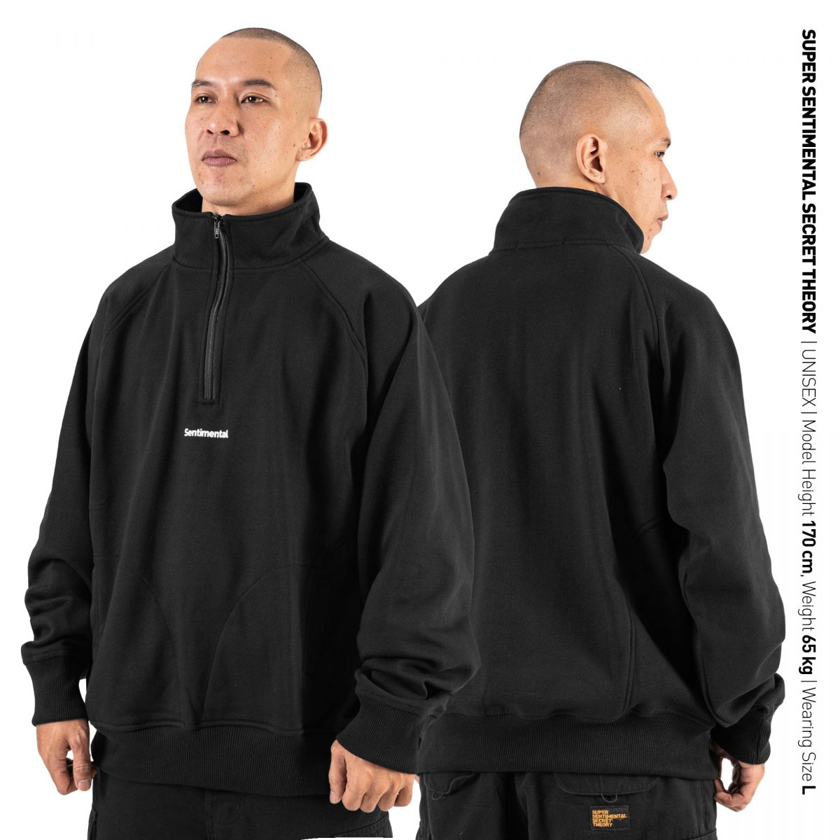 Motion Half Zip Sweatshirt Black – Super Sentimental Secret Theory