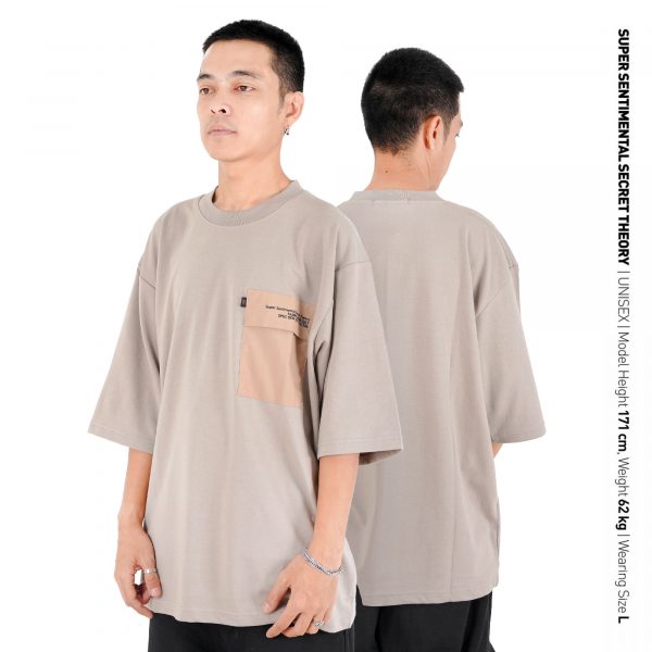 Framed Pocket Poly-Cotton Tshirt Khaki