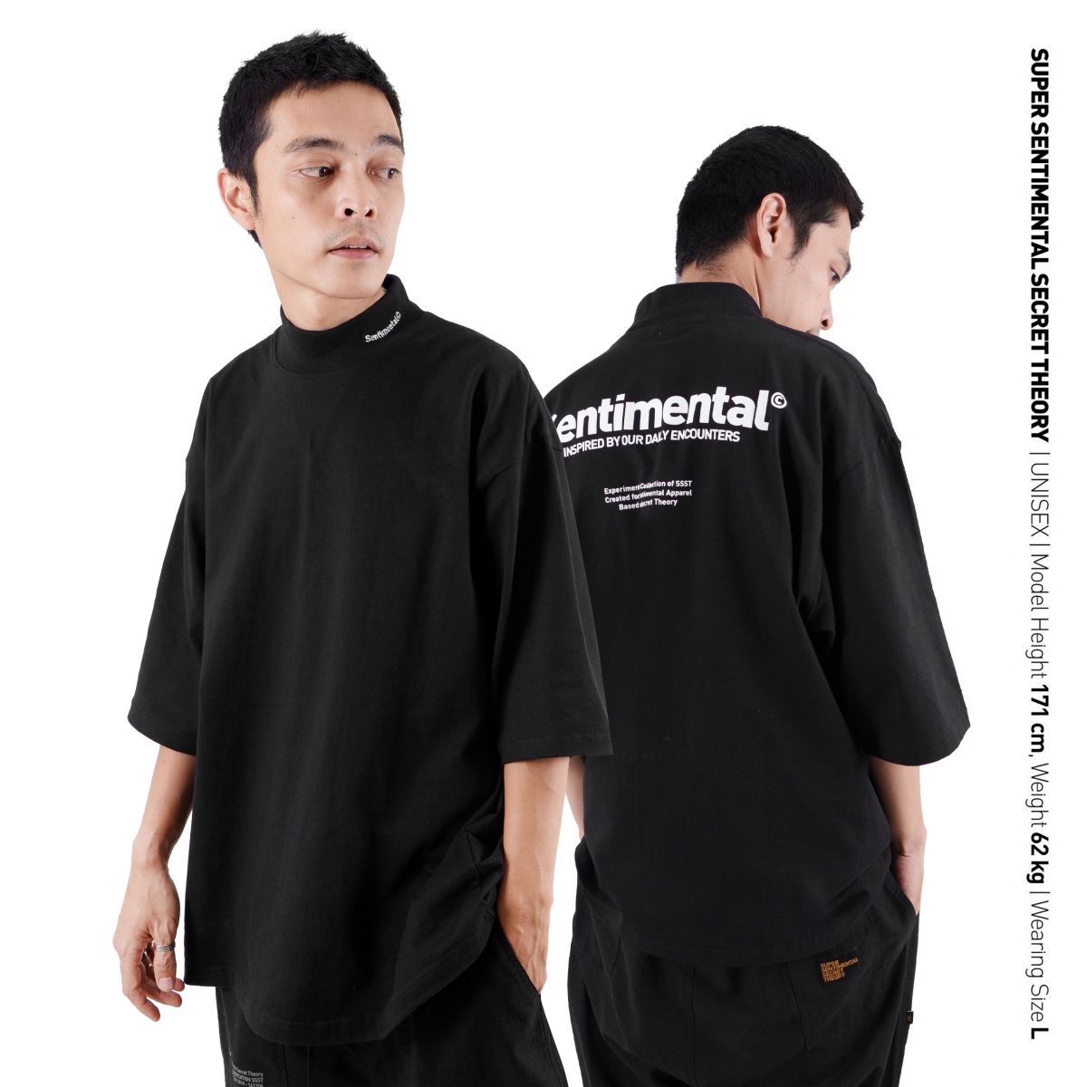 Basic Boxy High Collar Heavyweight Tshirt Black – Super