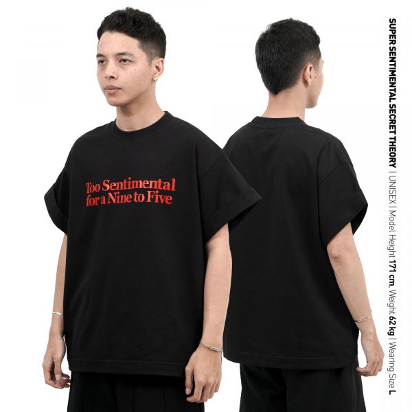 Nine To Five Tshirt Boxy Rolltop Heavyweight Black