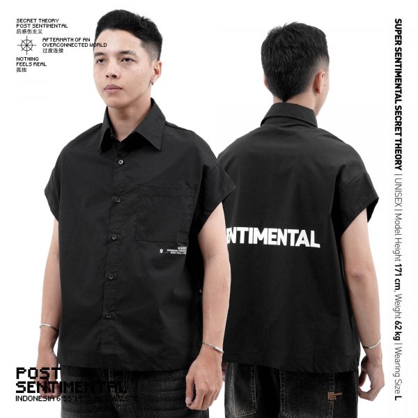 Post Sentimental Basic Boxy Shortsleeve Shirt Black