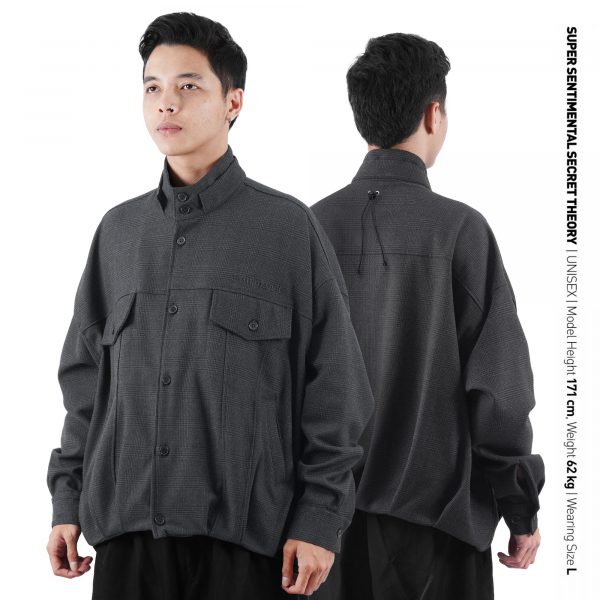 Memoir Flannel Pleated Jacket Grey
