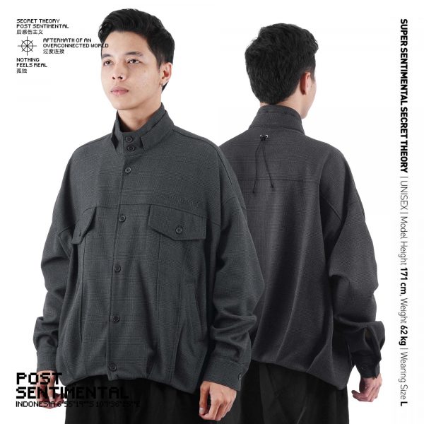SSST Post Sentimental Memoir Flannel Pleated Jacket Grey